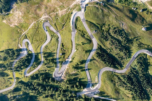 Vista Aerea Del Passo Gardena Passo Gardena Rifugio Frara Dolomiti — Foto Stock