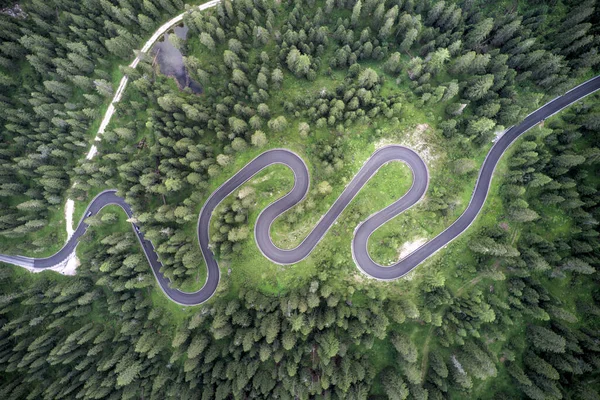 Top Aerial View Famous Snake Road Passo Giau Dolomite Alps — 스톡 사진