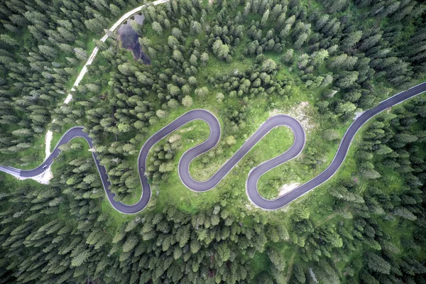 Top Aerial View Famous Snake Road Passo Giau Dolomite Alps — 스톡 사진