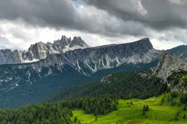 Panoramic Landscape Cinque Torri Dolomite Mountains Italy — стоковое фото