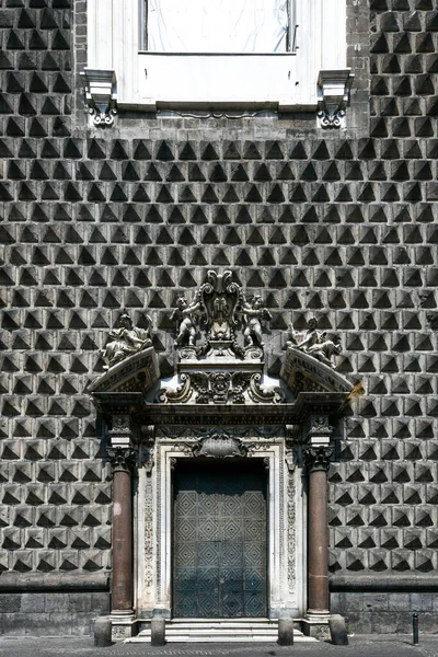Fachada Iglesia Barroca Gesu Nuovo Portal Decorativo Nápoles Italia — Foto de Stock