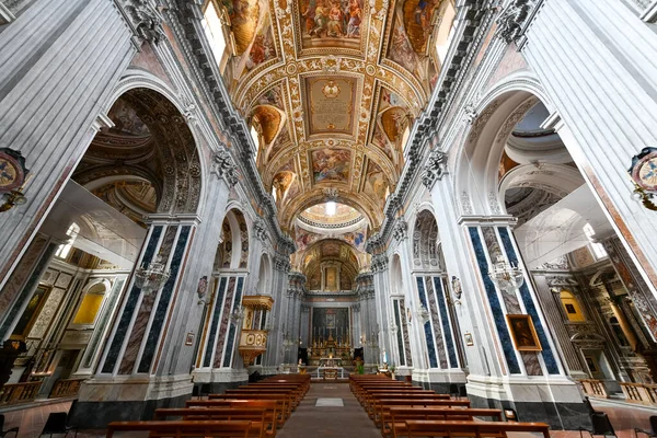 Nápoles Itália Agosto 2021 Abóbada Majestosa Basílica Santa Maria Degli — Fotografia de Stock