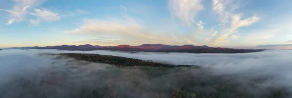 Panorámás Kilátás Csúcs Őszi Lombozat Stowe Vermont — Stock Fotó