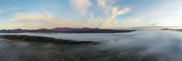 Panorámás Kilátás Csúcs Őszi Lombozat Stowe Vermont — Stock Fotó