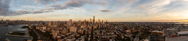 Letecký Pohled Brooklyn New Yorku Při Západu Slunce — Stock fotografie