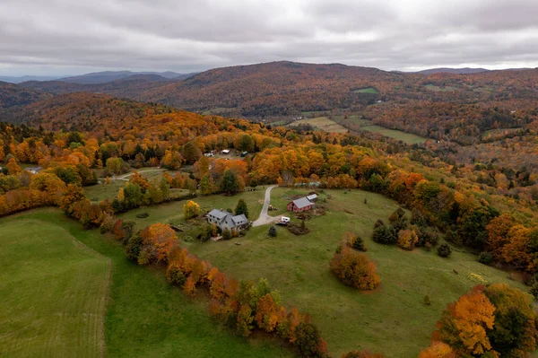 Vista Panorâmica Uma Fazenda Rural Outono Vermont — Fotografia de Stock