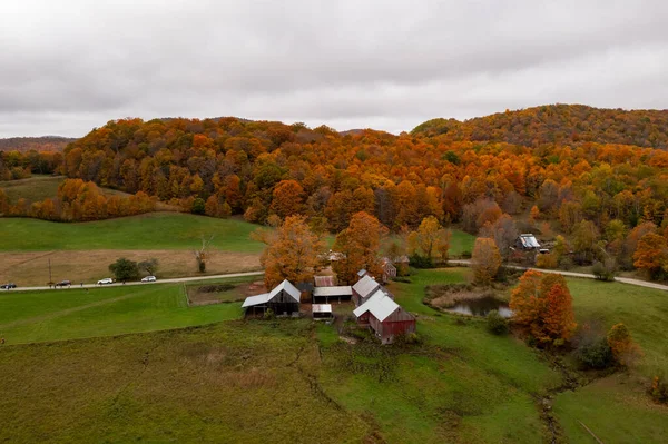 Vista Panorâmica Uma Fazenda Rural Outono Vermont — Fotografia de Stock