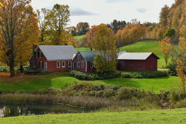 Panoramautsikt Över Lantgård Hösten Vermont — Stockfoto