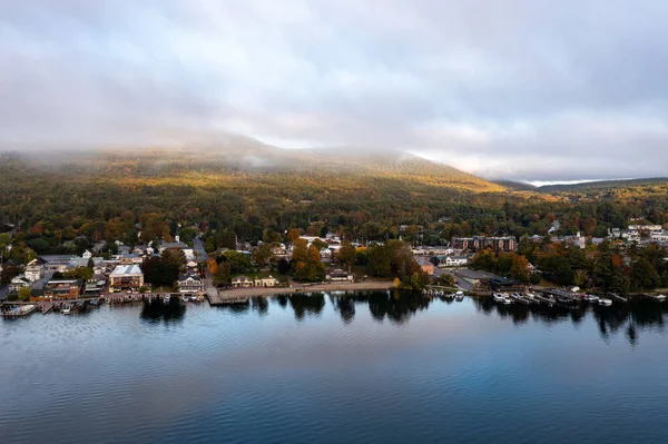 Vista Panorâmica Baía Lake George Nova Iorque Amanhecer — Fotografia de Stock