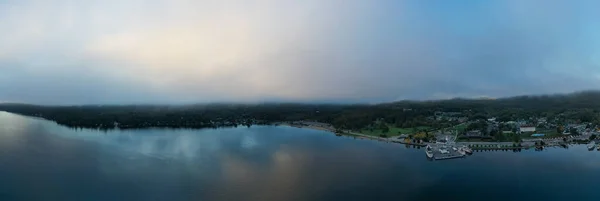 New York George Gölü Ndeki Körfezin Şafak Vakti Panoramik Manzarası — Stok fotoğraf