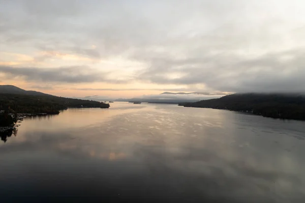 New York George Gölü Ndeki Körfezin Şafak Vakti Panoramik Manzarası — Stok fotoğraf