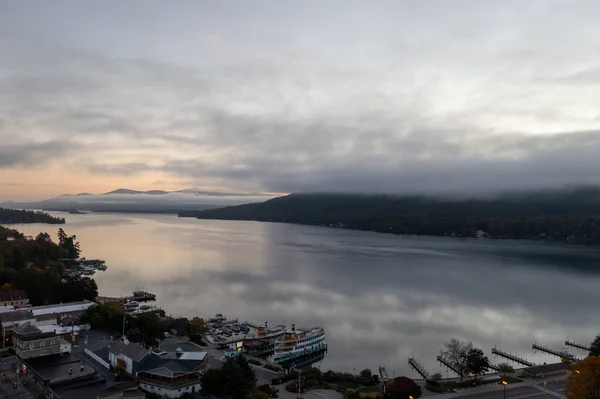 Vista Panorâmica Baía Lake George Nova Iorque Amanhecer — Fotografia de Stock