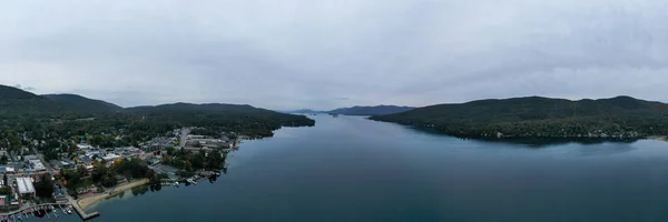 Sabahın Erken Saatlerinde New York George Gölü Nün Havadan Görünüşü — Stok fotoğraf