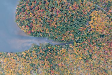 New York 'un kuzeyindeki Colgate Gölü, güz yaprakları mevsiminde.