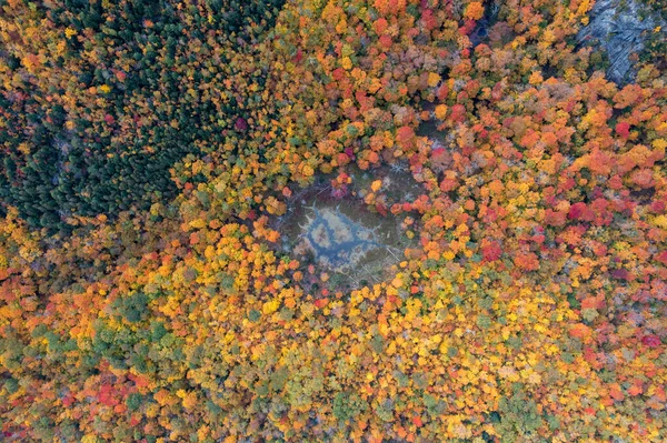 Vista Aérea Del Follaje Del Pico Otoño Keene Nueva York — Foto de Stock