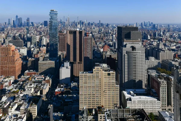 Luchtfoto Van Wolkenkrabbers Langs Midtown East Manhattan New York City — Stockfoto