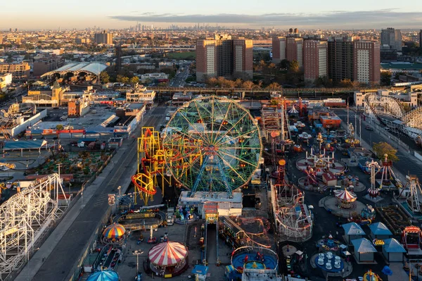 New York Října 2021 Letecký Pohled Podél Coney Islandu Brooklynu — Stock fotografie
