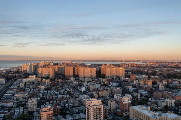 Vista Aérea Largo Coney Island Brooklyn Nueva York Amanecer —  Fotos de Stock