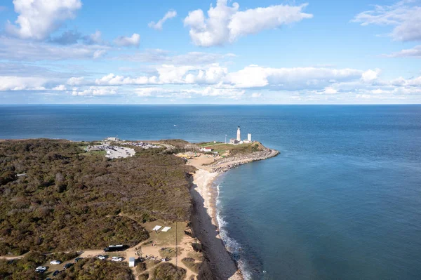 Vista Aérea Farol Praia Montauk Long Island Nova York Eua — Fotografia de Stock