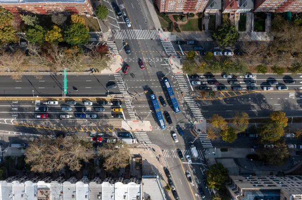 New York Oct 2021 Aerial Streetscape View Long Ocean Parkway — Stock Photo, Image