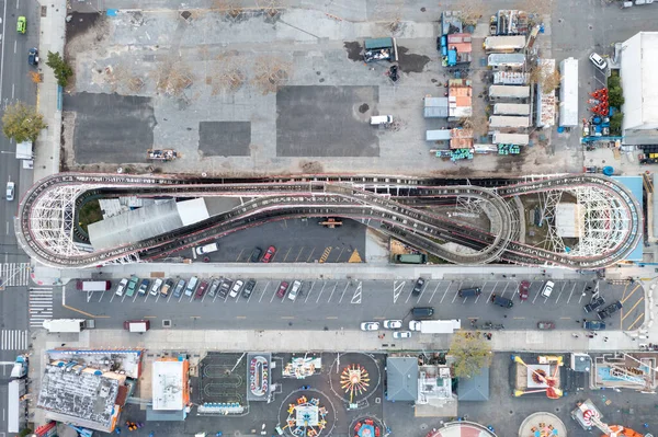 Vue Aérienne Long Coney Island Brooklyn New York Lever Soleil — Photo