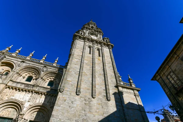 Santiago Compostela Katedrális Homlokzat Del Obradoiro Üres Emberek — Stock Fotó