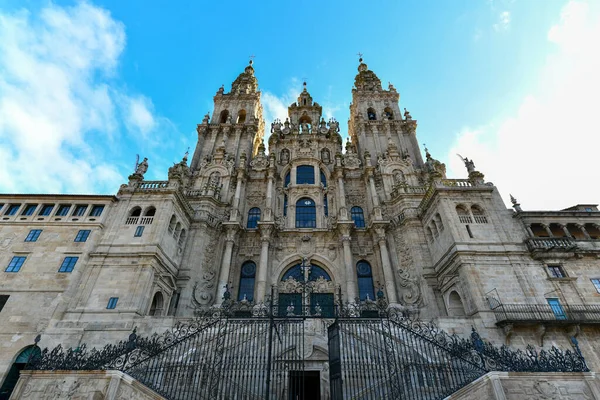 Santiago Compostela Katedralen Fasad Del Obradoiro Tom Människor — Stockfoto