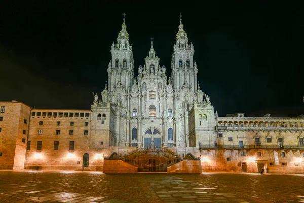 Santiago Compostela Cathedral Facade Del Obradoiro Empty People — Stock Photo, Image