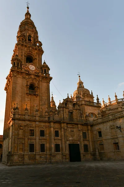 Santiago Compostela Katedralen Fasad Del Obradoiro Tom Människor — Stockfoto