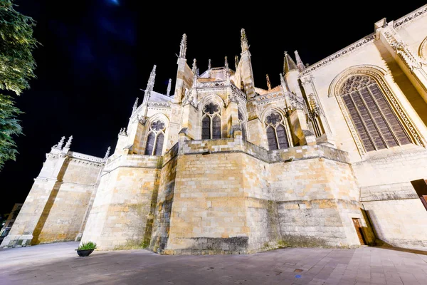 Akşam Leon Katedrali Ana Gotik Cephe Spanya — Stok fotoğraf