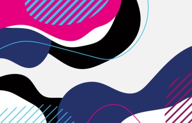 Üst üste binen arka planın soyut renkli karalama şablonu tasarımı. Asgari stil sanat eserine sahip tasarım. illüstrasyon vektörü