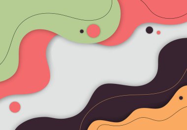 Soyut dalgalı şablon tasarımı üst üste bindirme biçimi. Minimum renk sanat eserlerinin hareket biçimi. Vektör