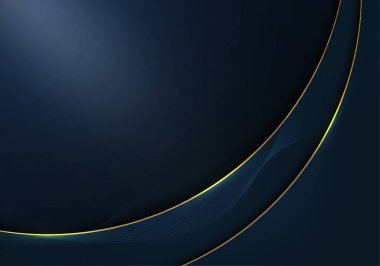 Soyut modern premium gradyan mavi şablon yuvarlak tasarım sanat eseri ve lüks altın tasarım sanat arka planı. Vektör