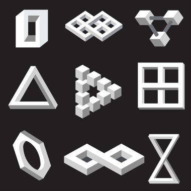 Optical illusion symbols. Vector illustration. clipart