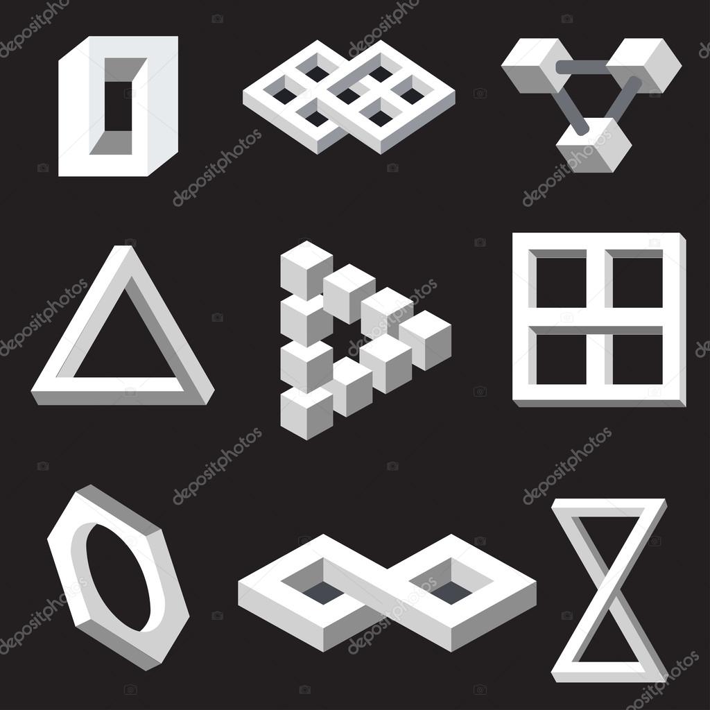 Optical illusion symbols. Vector illustration.