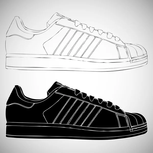 Zapatillas blancas y negras set — Vector de stock