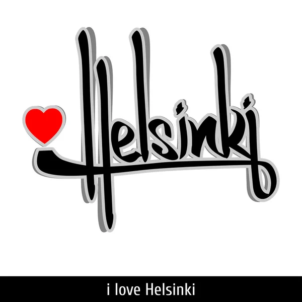 Helsinki greetings hand lettering. Calligraphy — Stock Vector