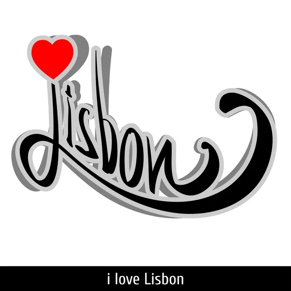 Lisbon greetings hand lettering. Calligraphy — Stock Vector