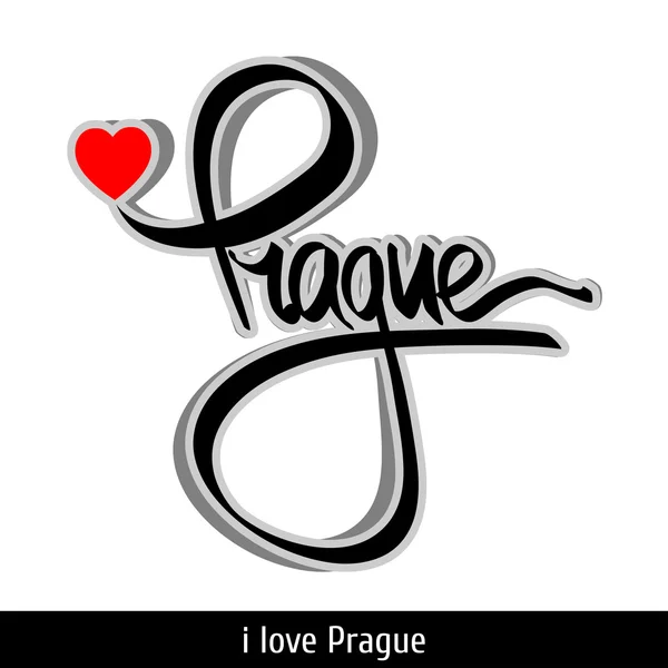 Prague salutations lettrage main. Calligraphie — Image vectorielle