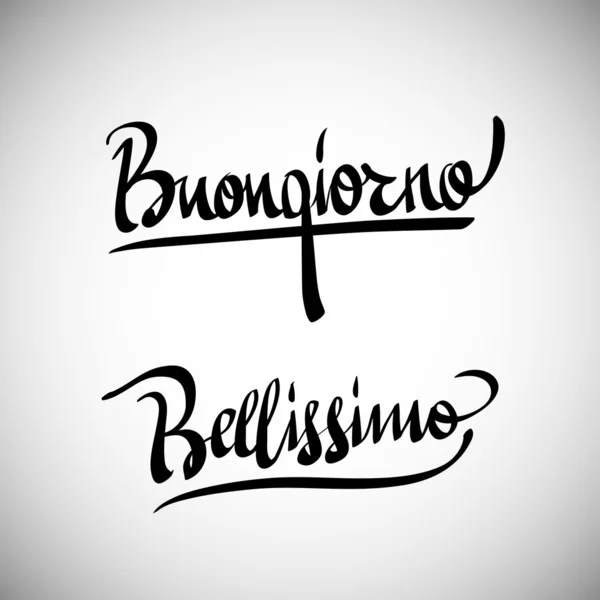 Buongiorno. Greetings hand lettering set (vector) — Stock Vector