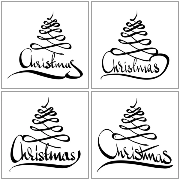 Tarjeta de felicitación de Navidad. Letras manuales — Vector de stock