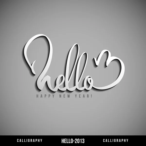 Hello 2013 hand lettering. Happy new year — Stock Vector