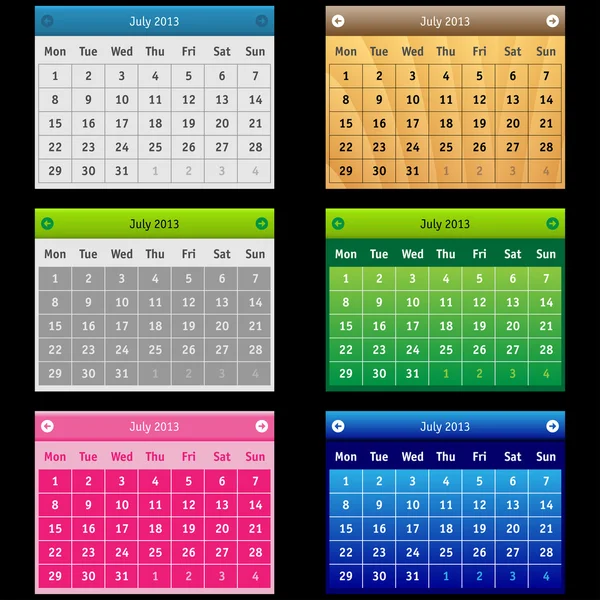 Set Vector Calendar — Stock Vector