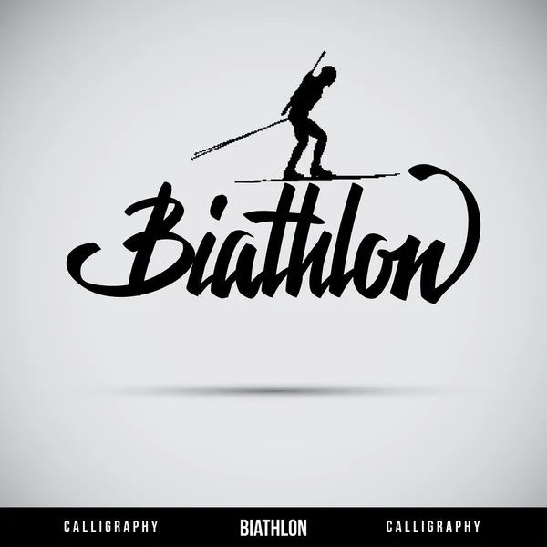 Lettrage main biathlon - calligraphie à la main — Image vectorielle