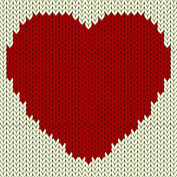 Modèle vectoriel tricoté avec coeur rouge — Image vectorielle