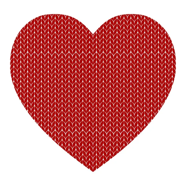 Knitted vector pattern with red heart — Stock Vector