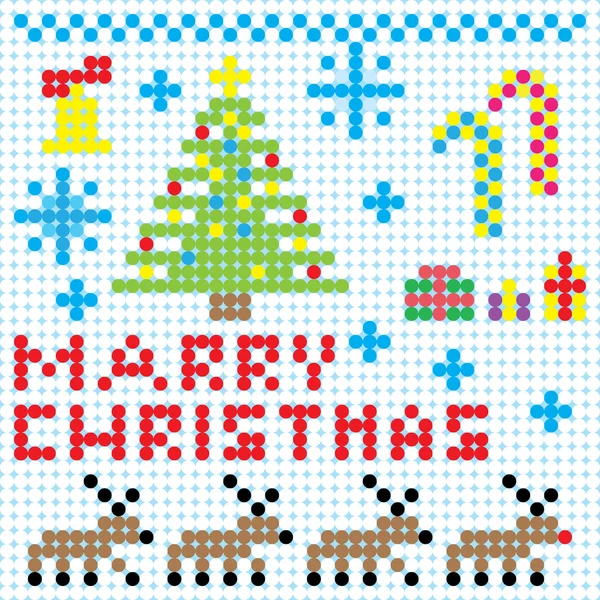 Vector Christmas pixel art card — Stock Vector