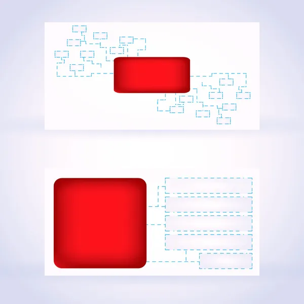 Σύγχρονη επιχείρηση - κάρτα με το κόκκινο μέρος για την εταιρεία και διακεκομμένα καρέ — Διανυσματικό Αρχείο