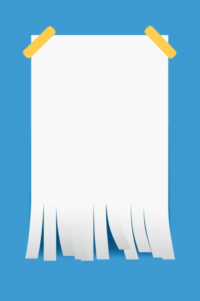 Papel rallado sobre fondo azul — Vector de stock