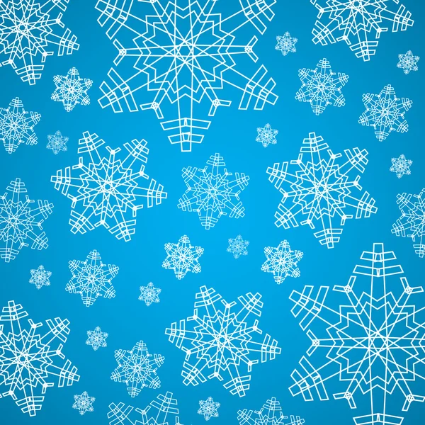Zima niebieskie i białe Boże Narodzenie tekstura tło z płatki śniegu — Wektor stockowy